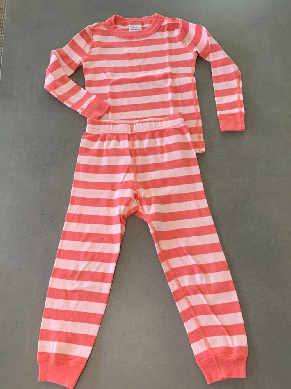 Hanna Andersson Peach Coral Stripe Organic Cotton Pajama Set Size 4